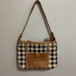 Spartina 449 Leather and Linen Black/cream Houndstooth Bag